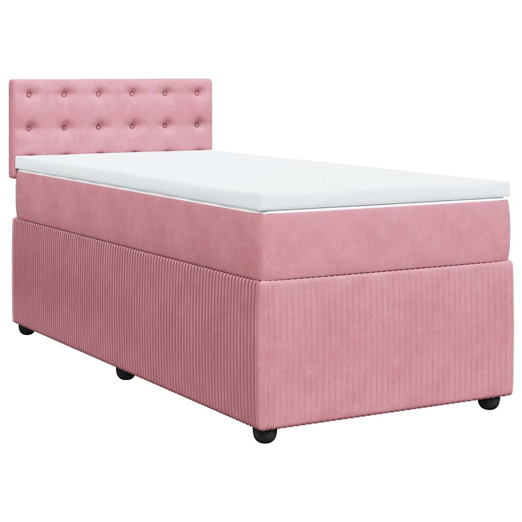 kontinentalseng med madras 90x190 cm fløjl pink