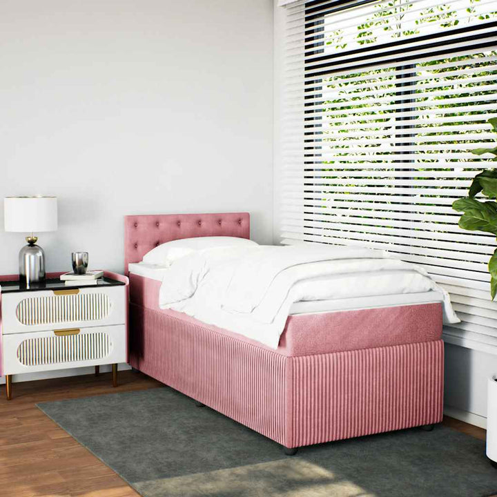 kontinentalseng med madras 90x190 cm fløjl pink