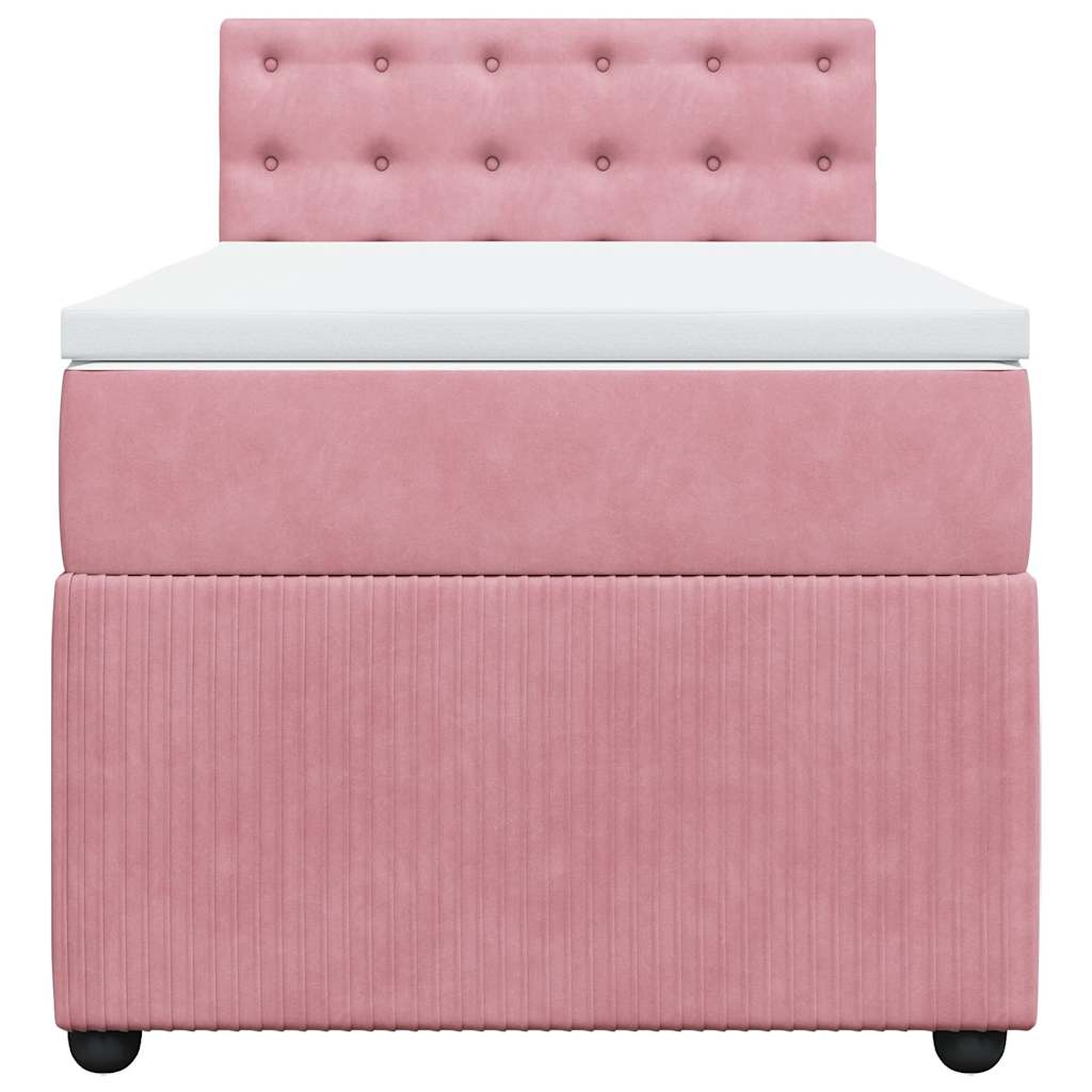 kontinentalseng med madras 90x190 cm fløjl pink