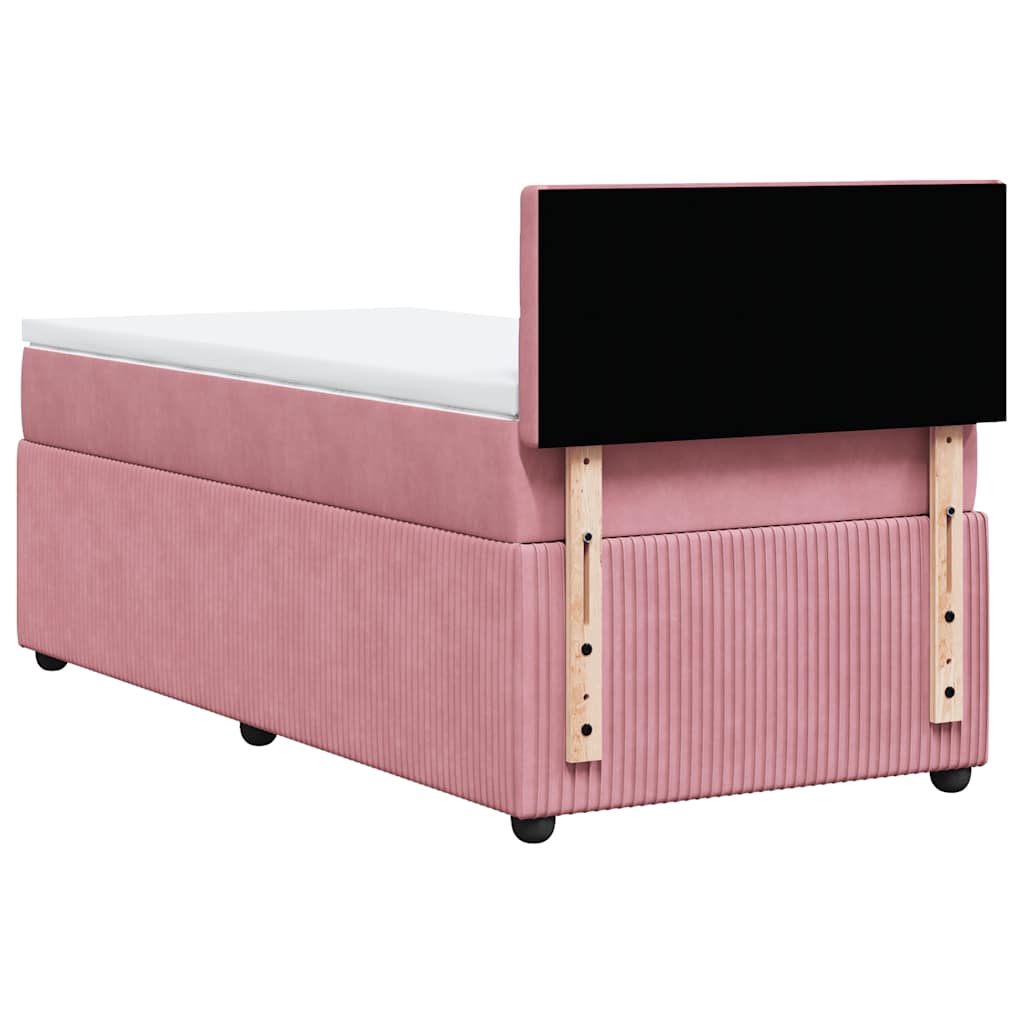 kontinentalseng med madras 90x190 cm fløjl pink