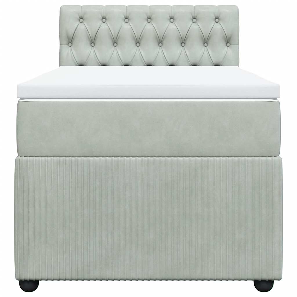 kontinentalseng med madras 90x190 cm fløjl lysegrå