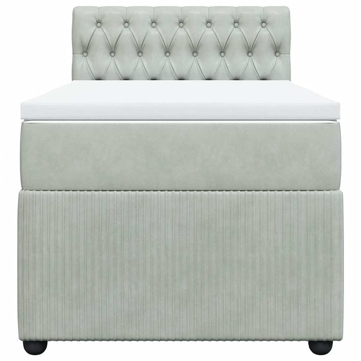 kontinentalseng med madras 90x190 cm fløjl lysegrå