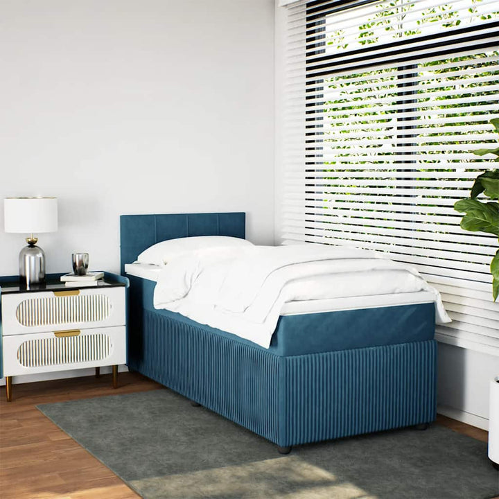 kontinentalseng med madras 90x190 cm fløjl blå