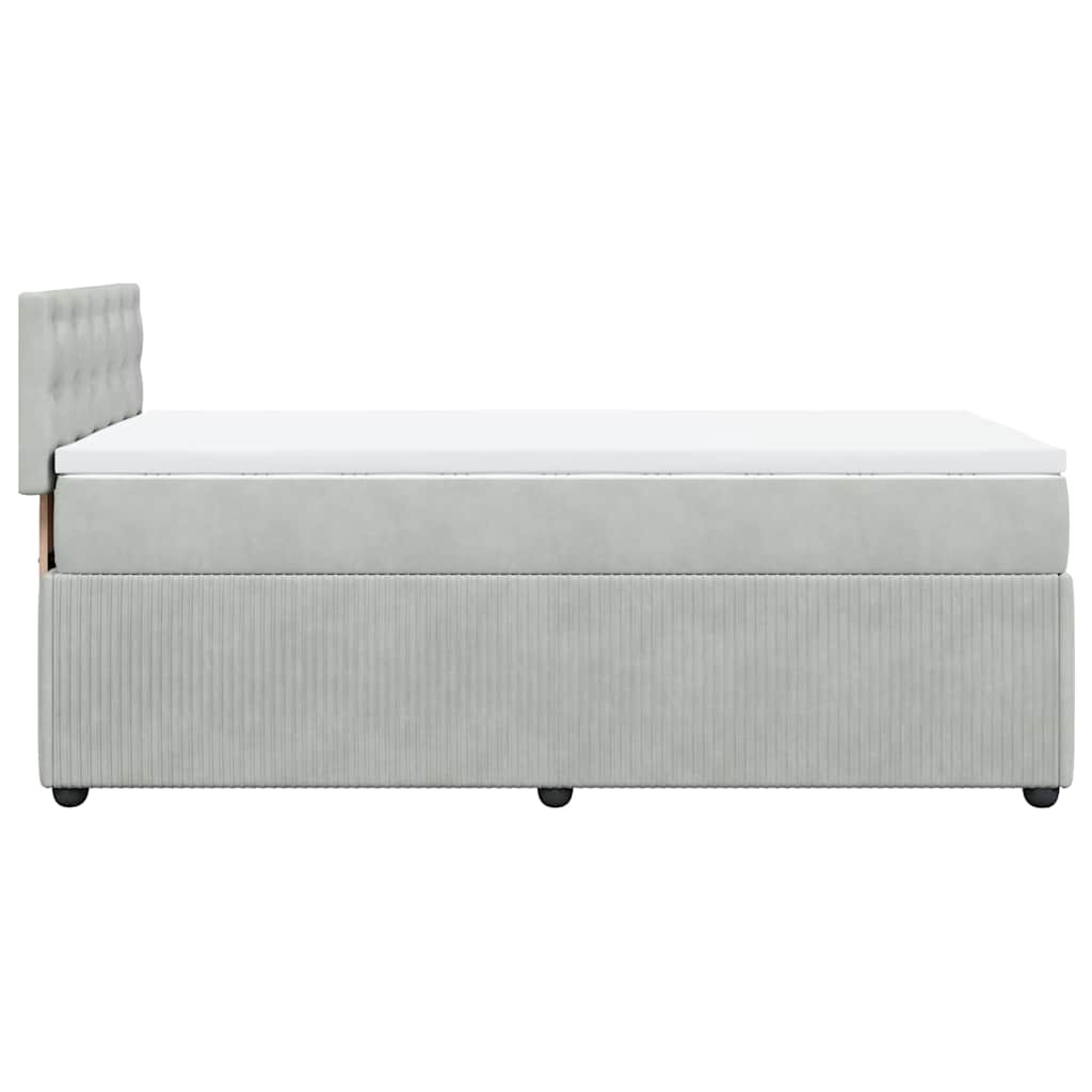kontinentalseng med madras 90x200cm fløjl lysegrå