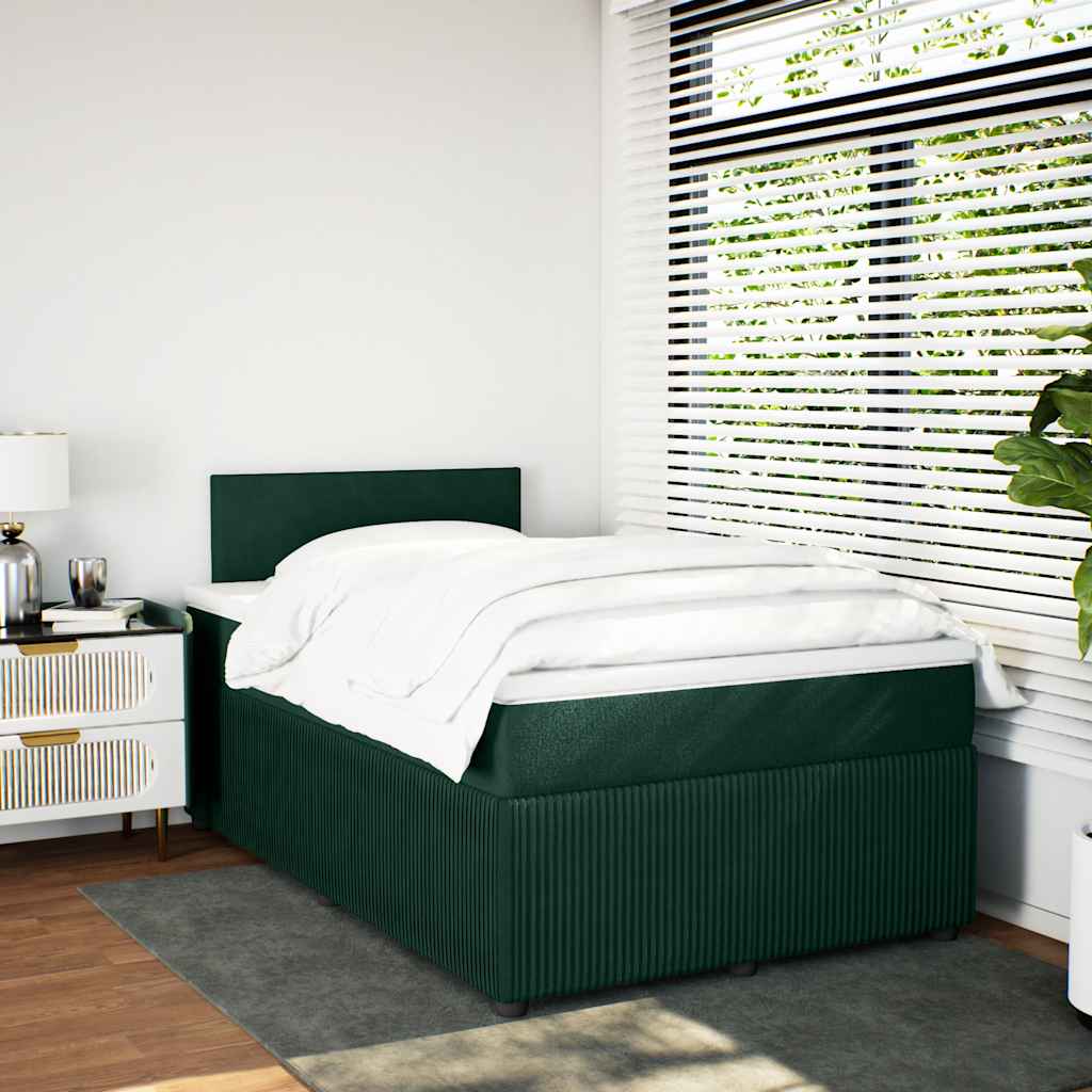 kontinentalseng med madras 120x190 cm velour mørkegrøn
