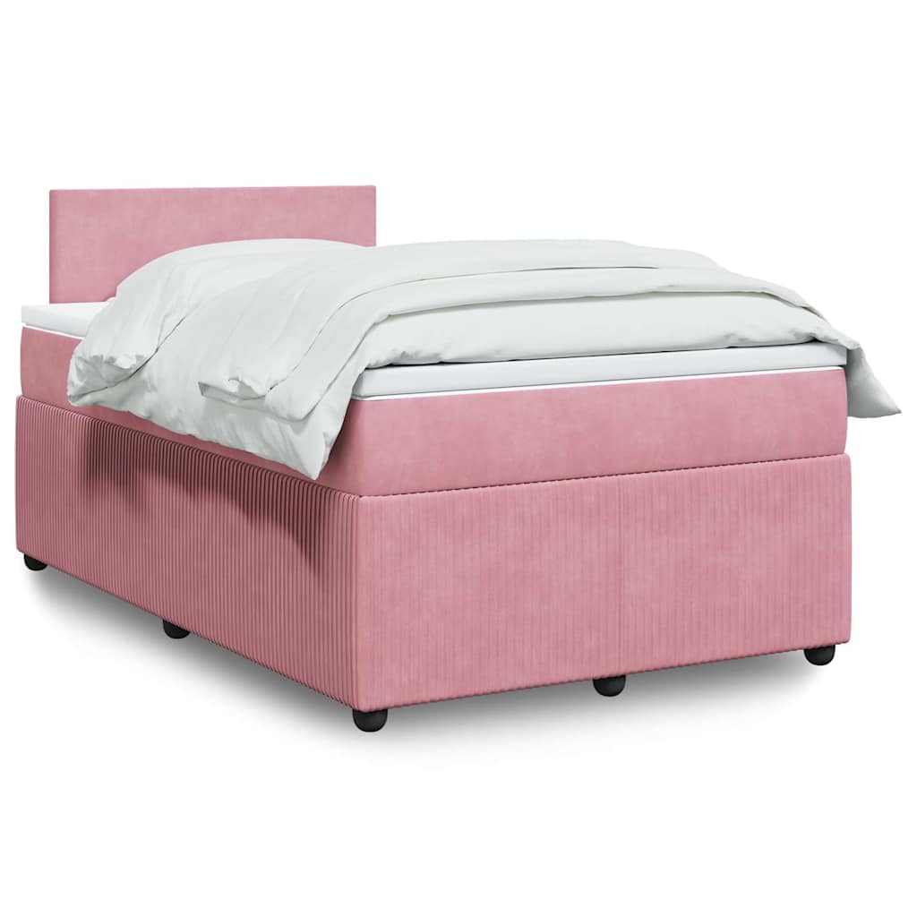 kontinentalseng med madras 120x190 cm velour lyserød