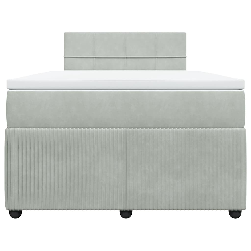 kontinentalseng med madras 120x190 cm velour lysegrå