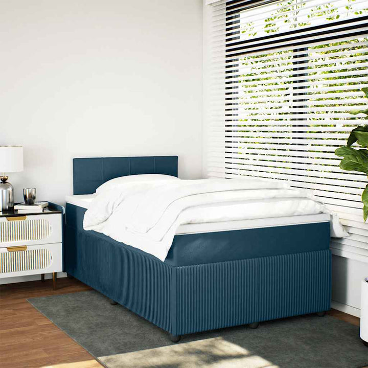kontinentalseng med madras 120x190 cm velour blå