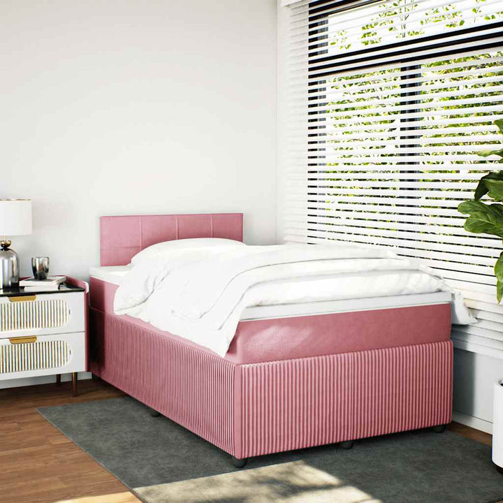 kontinentalseng med madras 120x190 cm velour lyserød
