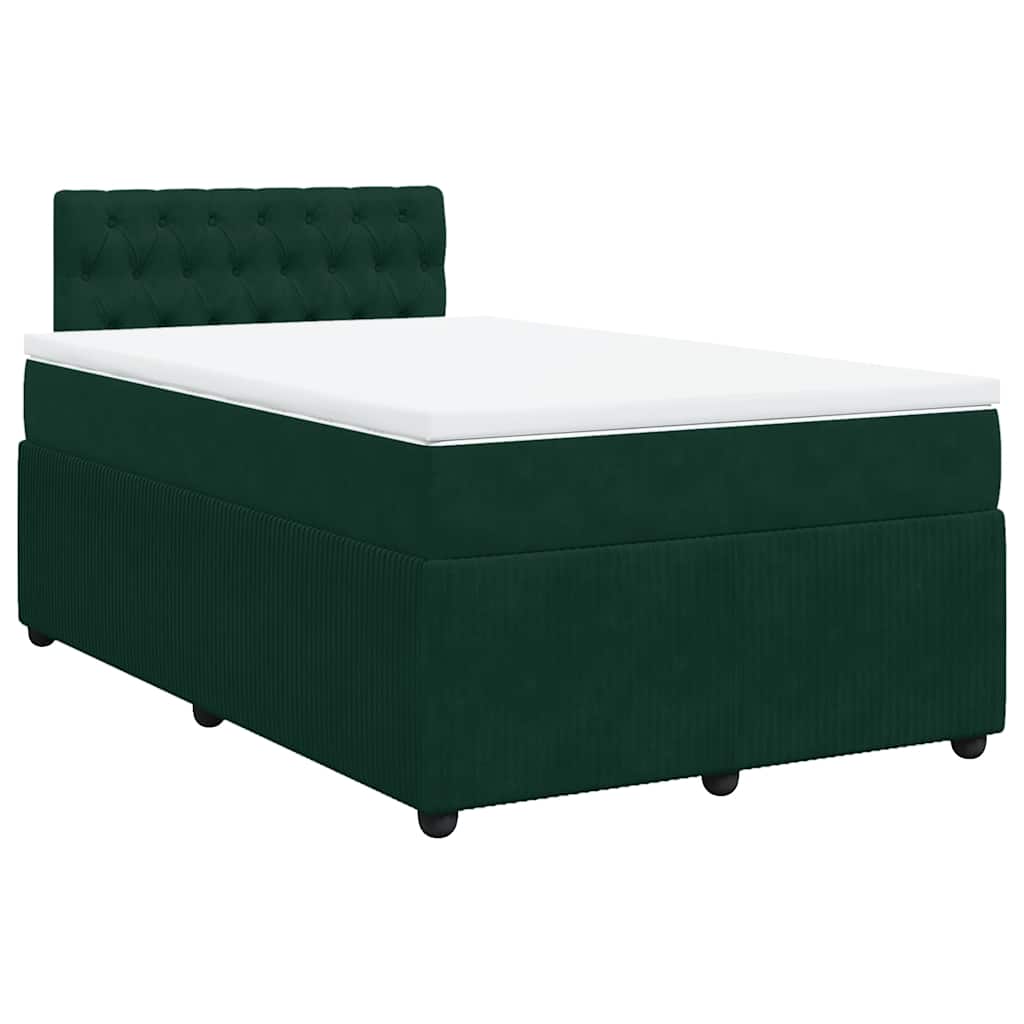 kontinentalseng med madras 120x190 cm velour mørkegrøn
