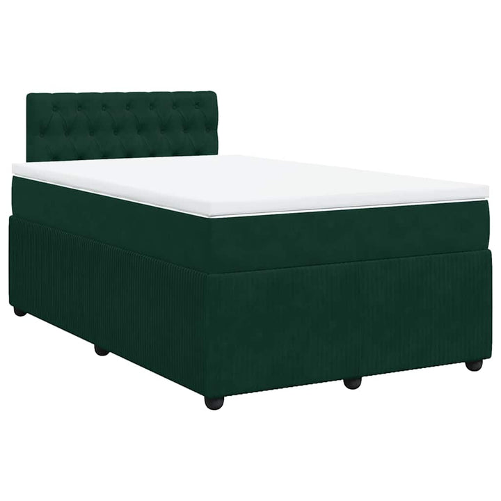 kontinentalseng med madras 120x190 cm velour mørkegrøn
