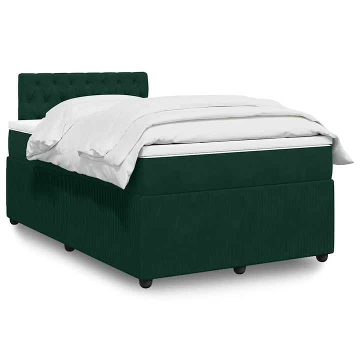 kontinentalseng med madras 120x190 cm velour mørkegrøn