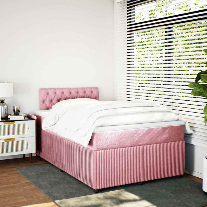kontinentalseng med madras 120x190 cm velour lyserød