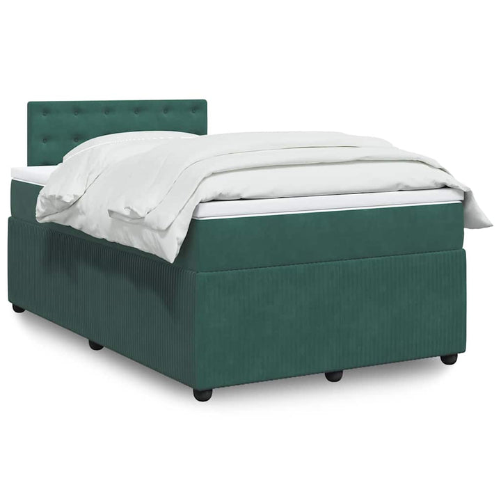 kontinentalseng med madras 120x190 cm velour mørkegrøn
