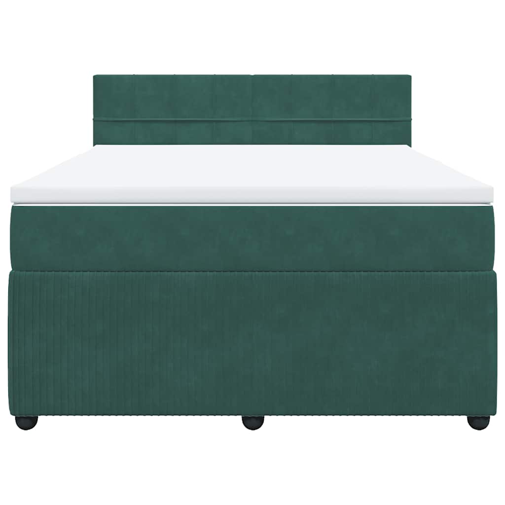 kontinentalseng med madras 140x190 cm fløjl mørkegrøn