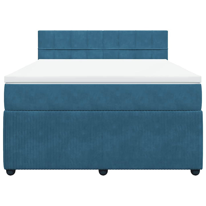 kontinentalseng med madras 140x190 cm fløjl blå