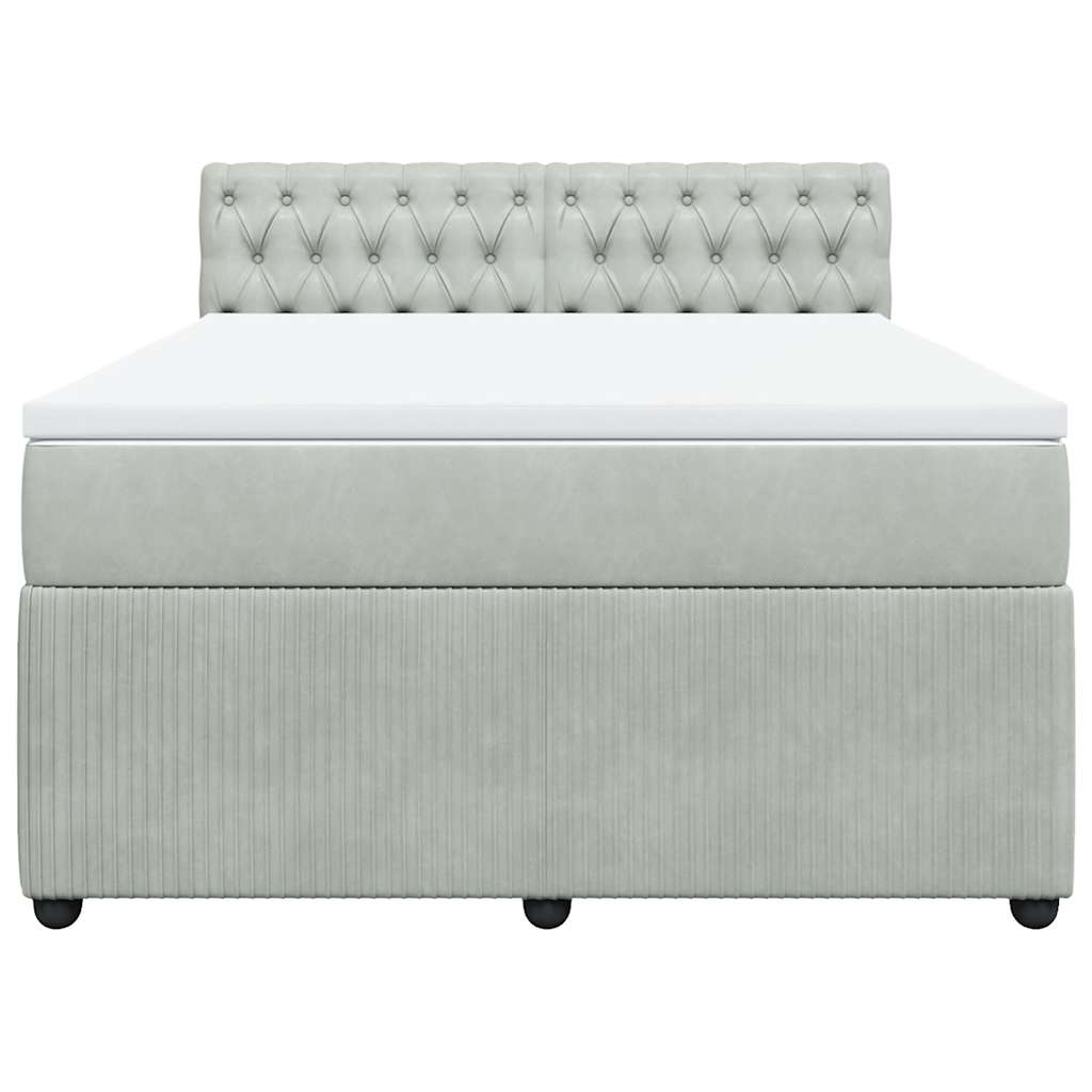 kontinentalseng med madras 140x190 fløjl lysegrå