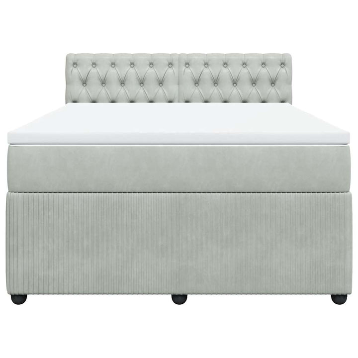 kontinentalseng med madras 140x190 fløjl lysegrå