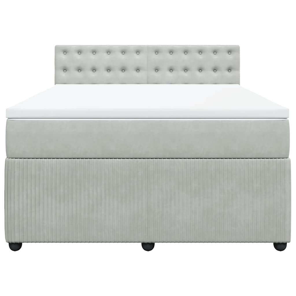 kontinentalseng med madras 140x190 fløjl lysegrå