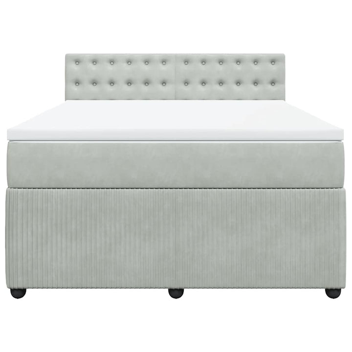 kontinentalseng med madras 140x190 fløjl lysegrå