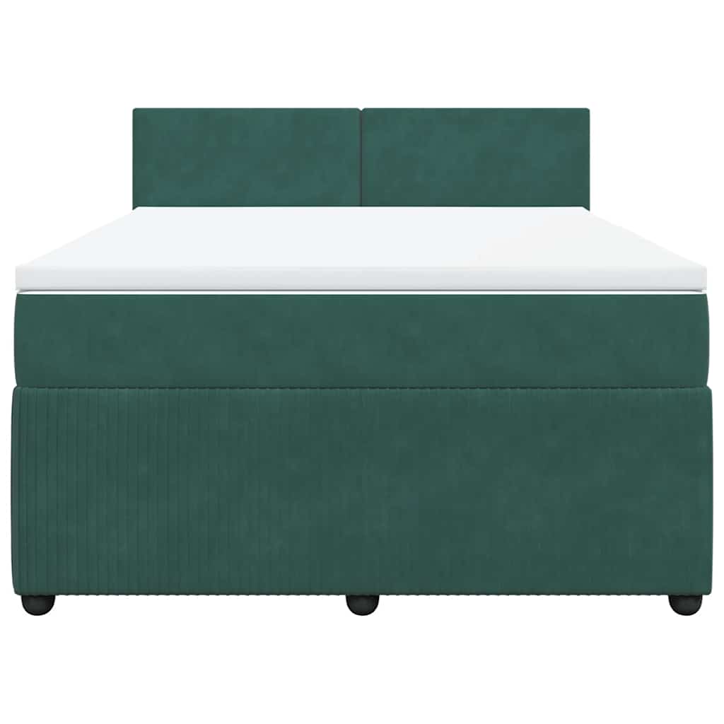kontinentalseng med madras 140x200 cm fløjl mørkegrøn
