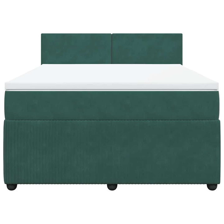 kontinentalseng med madras 140x200 cm fløjl mørkegrøn