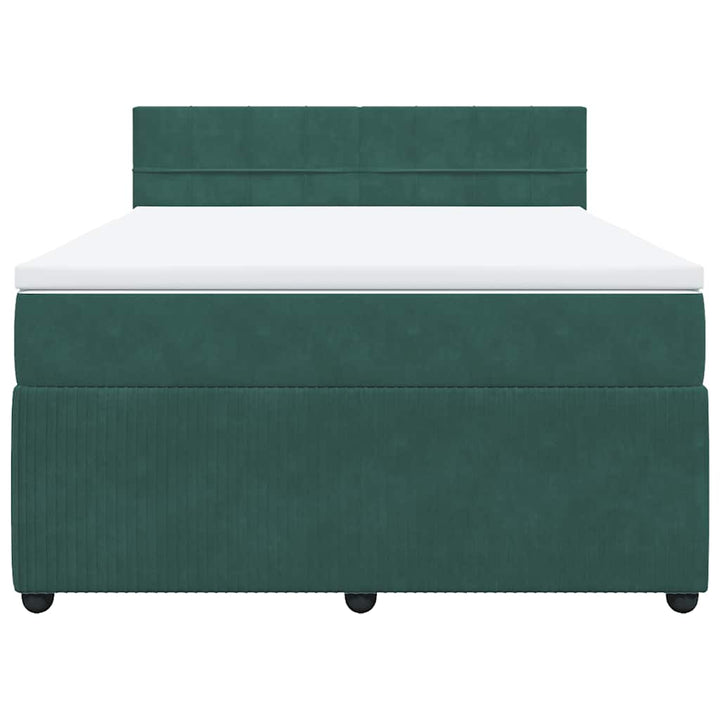 kontinentalseng med madras 140x200 cm fløjl mørkegrøn
