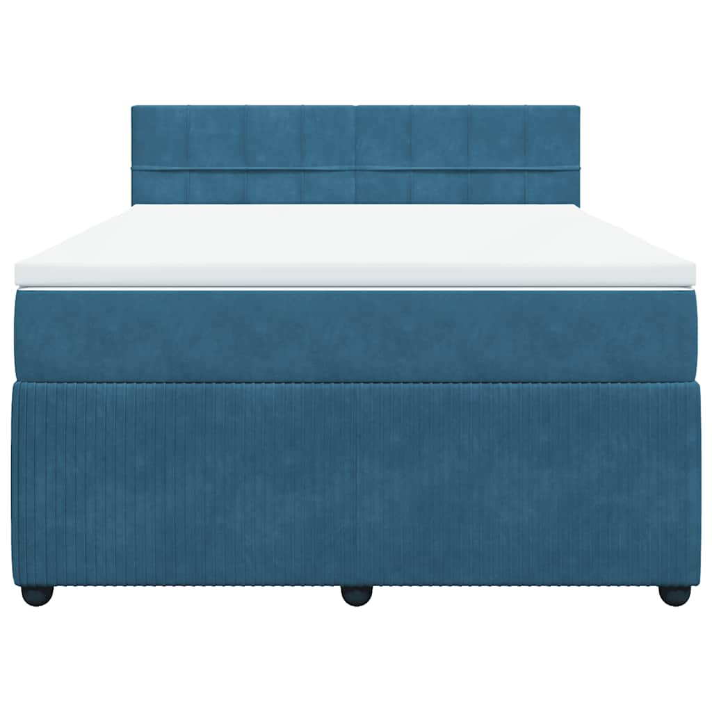 kontinentalseng med madras 140x200 cm fløjl blå