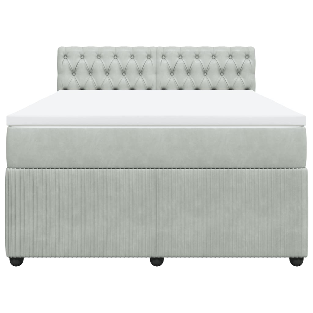 kontinentalseng med madras 140x200 cm fløjl lysegrå