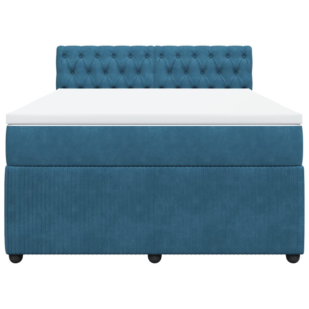 kontinentalseng med madras 140x200 cm fløjl blå