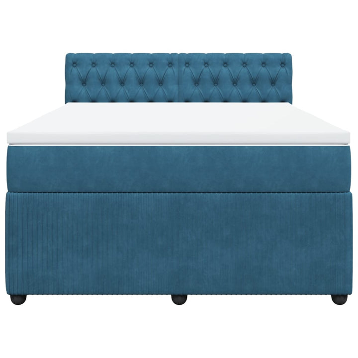 kontinentalseng med madras 140x200 cm fløjl blå