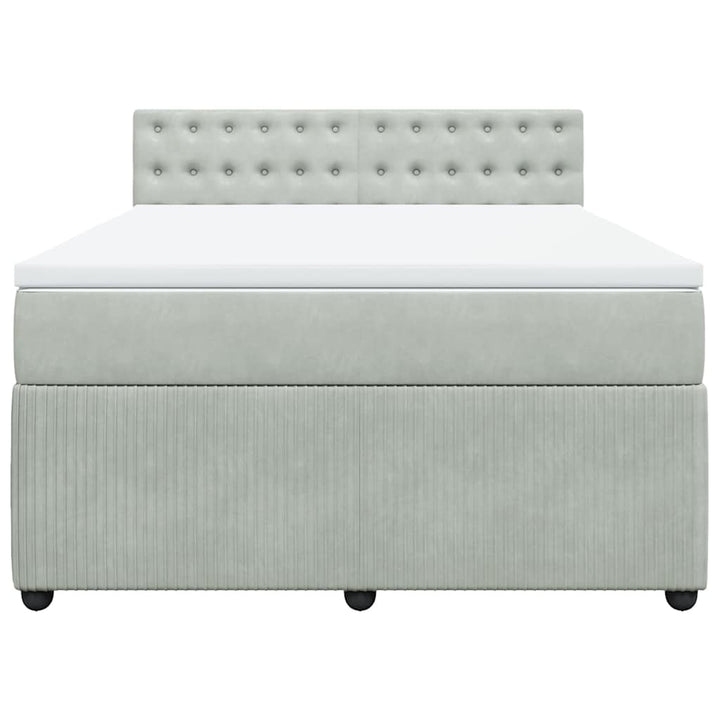 kontinentalseng med madras 140x200 cm fløjl lysegrå