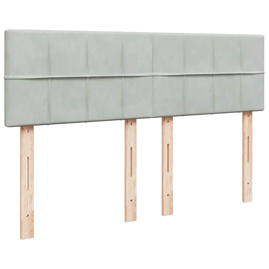 kontinentalseng med madras 160x200 cm fløjl lysegrå