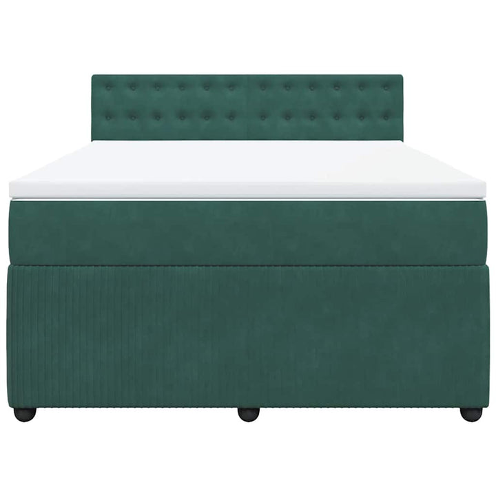 kontinentalseng med madras 160x200 cm fløjl mørkegrøn