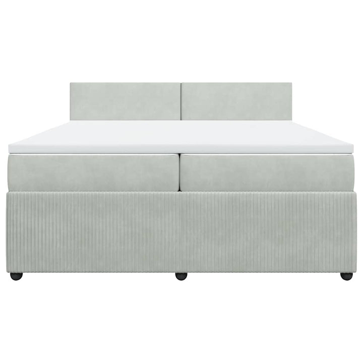 kontinentalseng med madras 200x200 cm fløjl lysegrå