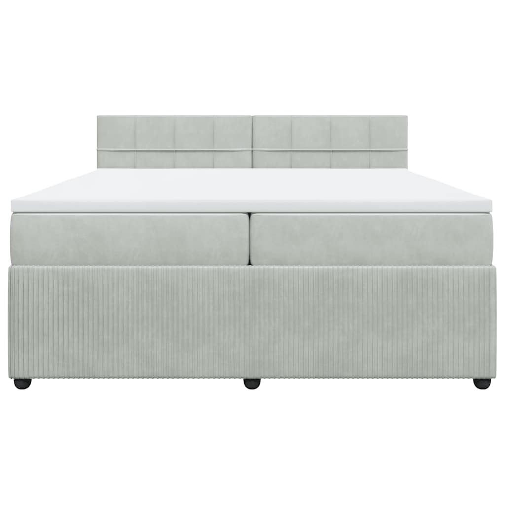 kontinentalseng med madras 200x200 cm fløjl lysegrå