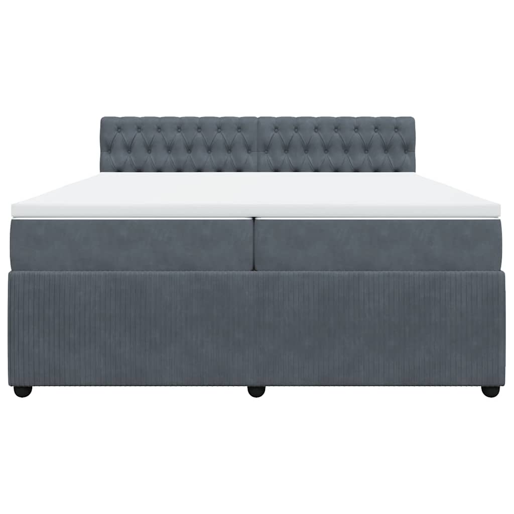 kontinentalseng med madras 200x200 cm fløjl mørkegrå