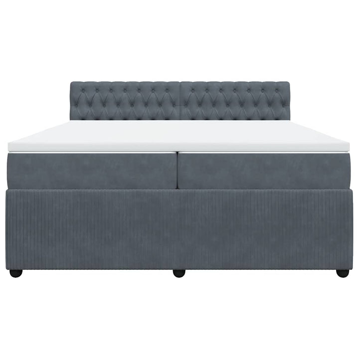 kontinentalseng med madras 200x200 cm fløjl mørkegrå