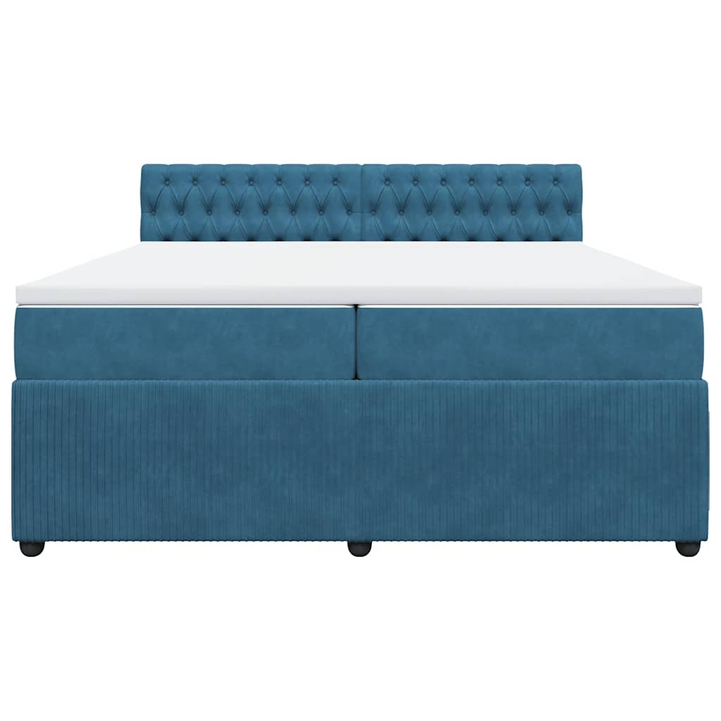 kontinentalseng med madras 200x200 cm fløjl blå