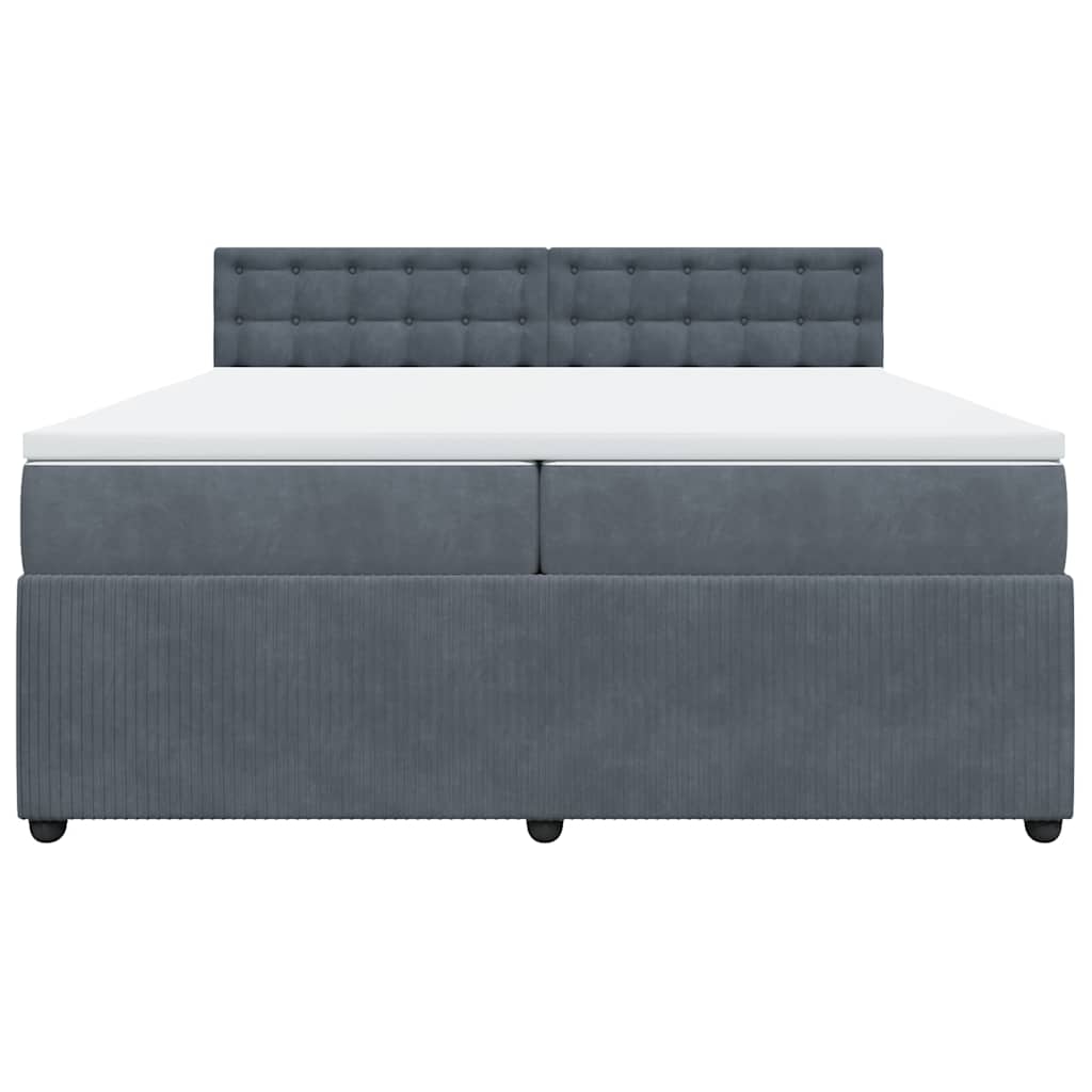 kontinentalseng med madras 200x200 cm fløjl mørkegrå