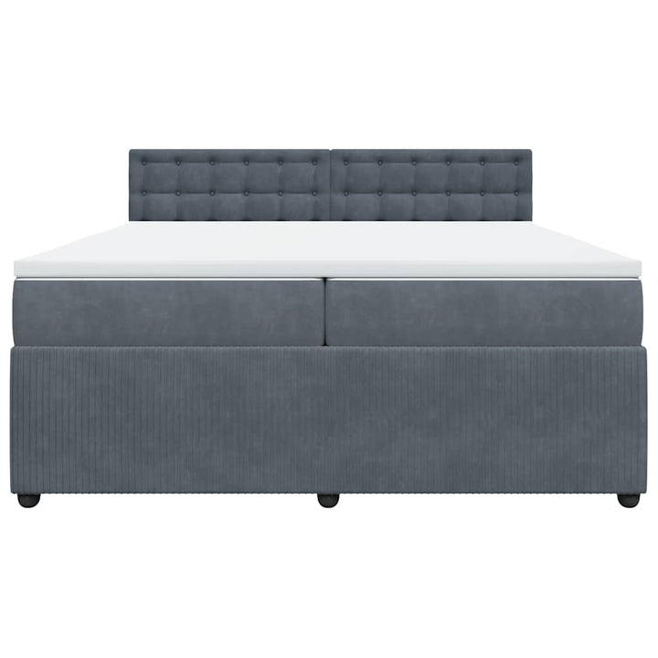 kontinentalseng med madras 200x200 cm fløjl mørkegrå