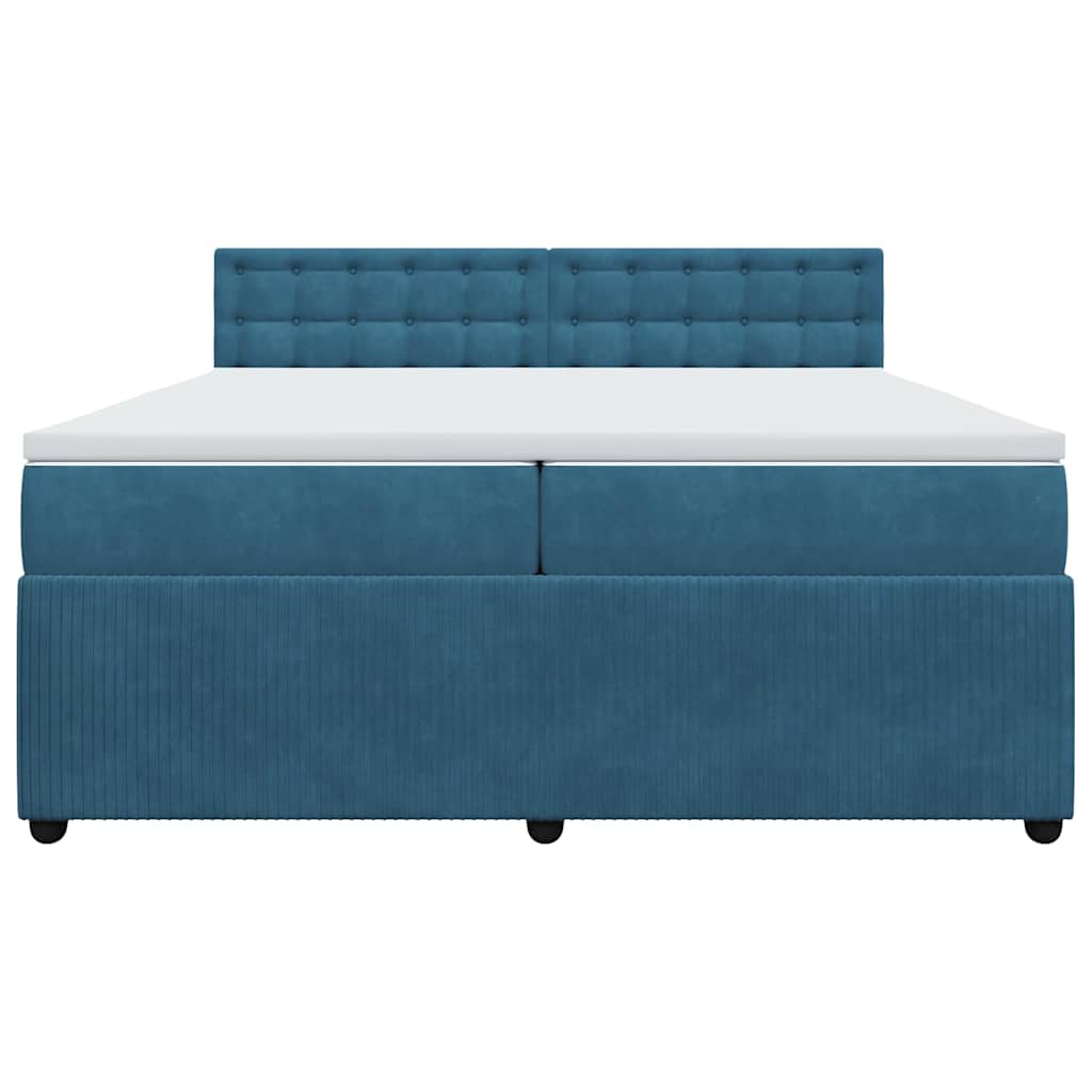 kontinentalseng med madras 200x200 cm fløjl blå