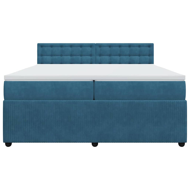 kontinentalseng med madras 200x200 cm fløjl blå