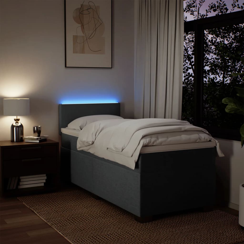 kontinentalseng med madras 80x200 cm stof mørkegrå