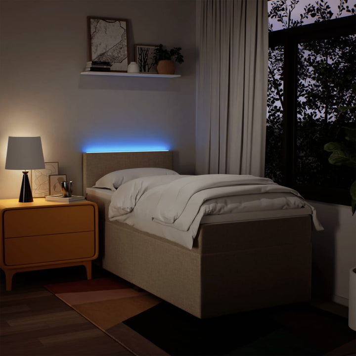 kontinentalseng med madras 80x200 cm stof cremefarvet