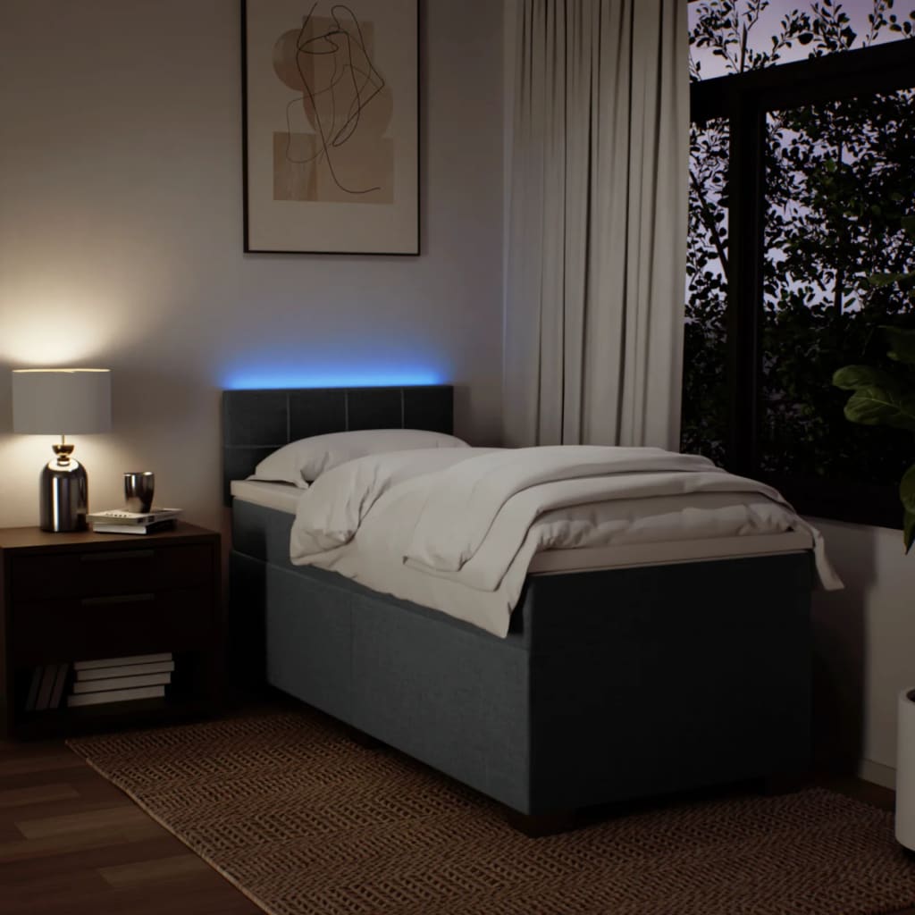 kontinentalseng med madras 80x200 cm stof mørkegrå