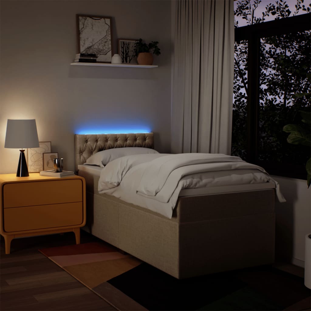 kontinentalseng med madras 80x200 cm stof cremefarvet