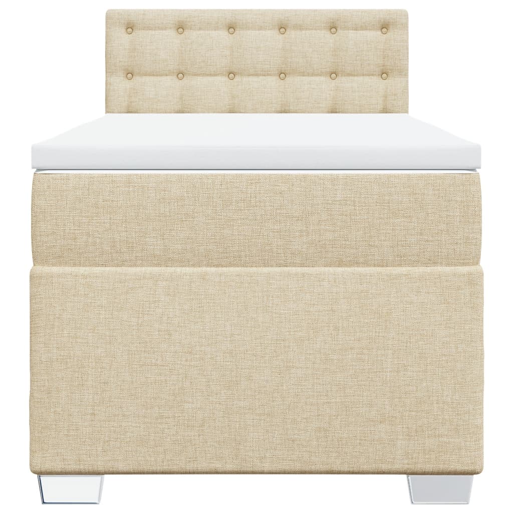 kontinentalseng med madras 80x200 cm stof cremefarvet