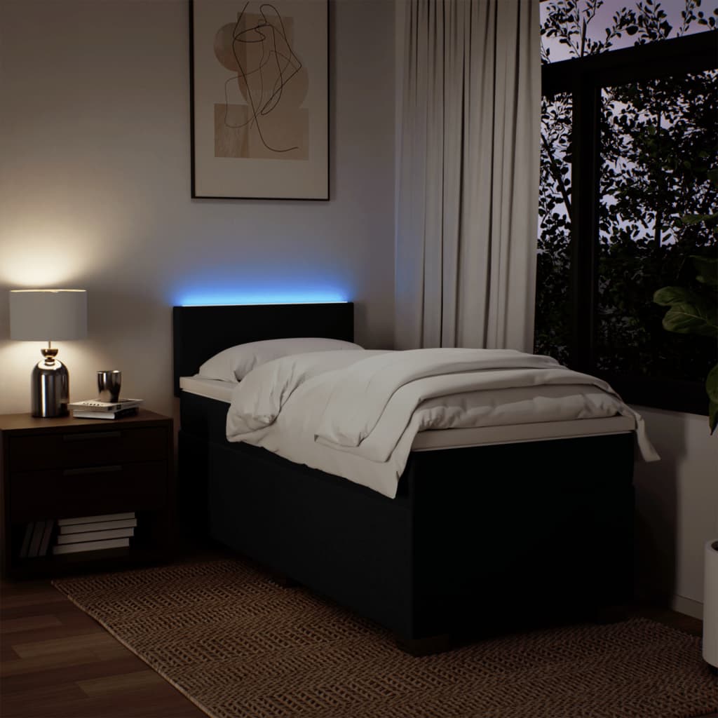 kontinentalseng med madras 90x190 cm stof sort