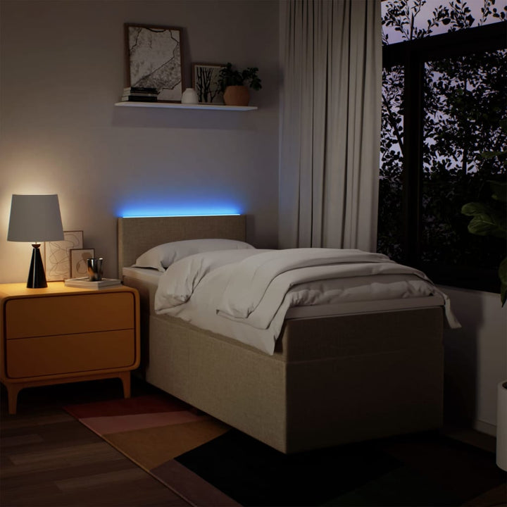 kontinentalseng med madras 90x190 cm stof cremefarvet